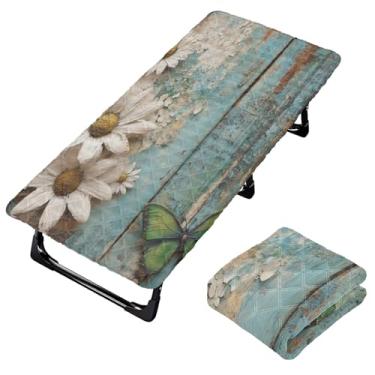 Imagem de Burbuja Lençol de berço de margarida em madeira para crianças, lençol de cochilo acolchoado portátil com faixa elástica para meninas e meninos, lavável na máquina, 63,5 x 127 cm