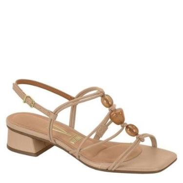 Imagem de Sandália Feminina Vizzano Conforto Salto Pedrarias 6454.124 - Bege - 34-Feminino