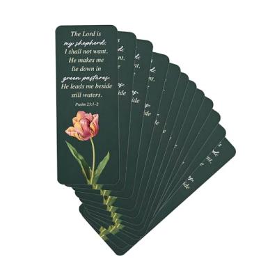 Imagem de Dicksons Marcador de livro cristão inspirador para livros, estudo da Bíblia, diários 6 x 18 cm laminado cartolina floral Lord is My Shepherd, pacote com 12
