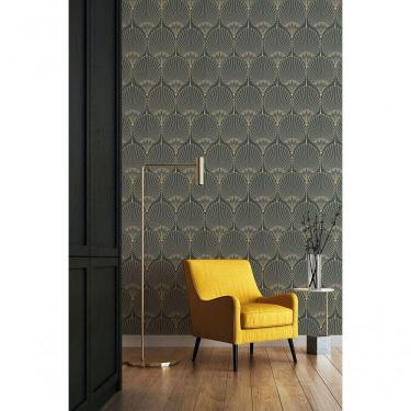 Imagem de Papel De Parede Muse Geométrico Art Deco Preto E Dourado A54901