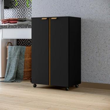 Imagem de Sapateira multiuso para casa organizador com rodinhas para escritório com acabamento flex(preto/preto canela)