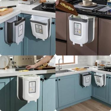 Imagem de Lixeira Dobrável de Parede Otimizar Espaço Organização Higiene Diverso