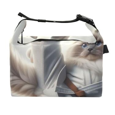 Imagem de TSENQUE Lancheira divertida para mulheres com estampa de karatê Ragdoll para trabalho, reutilizável, para adultos