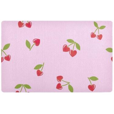 Imagem de TSENQUE Tapete de porta de outono rosa cereja personalizado tapete engraçado para porta da frente capacho entrada interna entrada entrada externa 81 x 50 cm