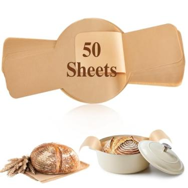 Imagem de Marspark 50 peças estilingue de pão fermentado – forro de forno holandês, suprimentos de pastelaria pré-cortados para transferência fácil de massa (não branqueada)