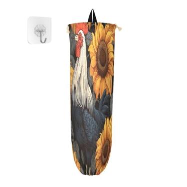 Imagem de Dispensador de saco de mercearia Cluck Birds para parede, suporte na parede, organizador de sacolas plásticas de cozinha, 1 pacote