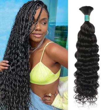 Imagem de AnJudyReid Boho Braids Cabelo Humano Micro Trançado Molhado E Ondulado Sem Trama Extensões Para Caixa 50G Com 1 Pacote (20 Polegadas, Preto Natural)