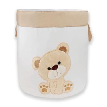 Imagem de Cesto para guardar brinquedos 1 peça Bordado circular Multicolorido (Urso Denguinho Caqui)