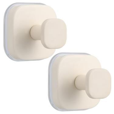 Imagem de Fenas Ganchos de ventosa reutilizáveis sem broca, toalha, roupão, bucha, gancho de casaco para vidro, espelho, azulejo, chuveiro, banheiro, cozinha e metal (superfícies lisas e não porosas) (2, branco