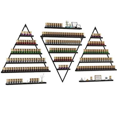 Imagem de Prateleiras de metal para armazenamento de esmaltes de parede de metal para esmaltes de unhas de metal para exibição de óleo essencial, suporte triangular de 6 peças, suporte de esmalte de metal