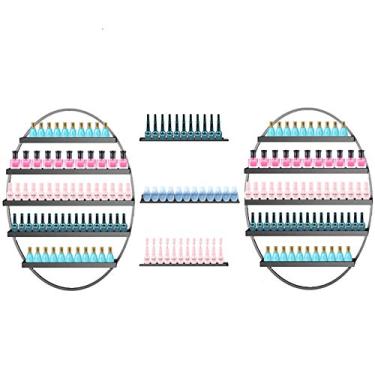 Imagem de Prateleiras de metal para guardar esmaltes de parede, prateleira organizadora de óleos essenciais de 5 camadas, prateleira organizadora de óleos essenciais para salão de unhas, para armazenamento de