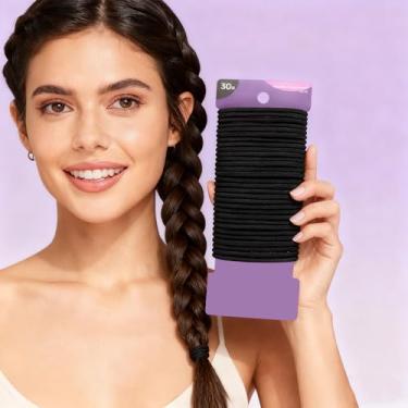 Imagem de 50 laços de cabelo pretos, sem puxar, sem quebra, adequado para laços de cabelo cacheados grossos e texturizados, rabo de cavalo de longa duração, adequado para homens e mulheres