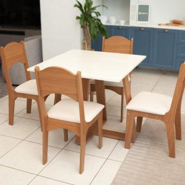 Imagem de Mesa de Jantar 90cm x 90cm com 4 Cadeiras para Sala de Jantar Dalla Co