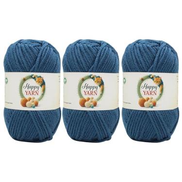 Imagem de Sunny Cat Happy Yarn, conjunto de 3 fios de lã, tricô e crochê, feito na Turquia (azul porto 75096)