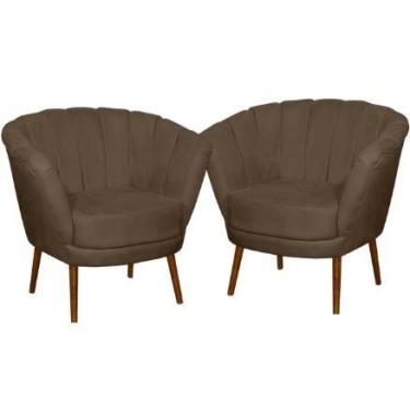 Imagem de Kit 02 Poltrona Pétala Flor Decorativa Suede  Marrom - Sonho das Poltr