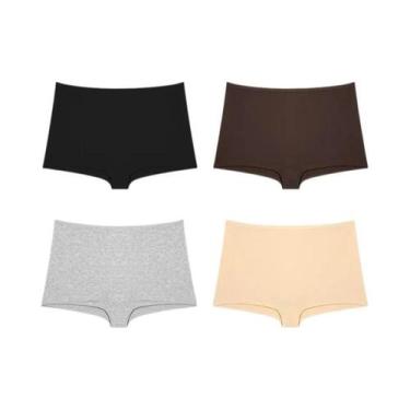 Imagem de Calcinhas Esportivas Femininas De Algodão Sem Costura 4 Peças Cores Só