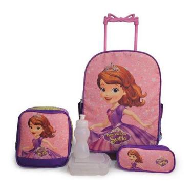 Imagem de Kit Mochila Infantil Princesa Sofia Rodinha Lancheira Termica - JM cri