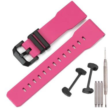 Imagem de Pulseira de substituição de borracha de 24 mm compatível com Casio GA-2300-1AER Montre GA-2300-4AER GA-2300-7AER (rosa vermelha)