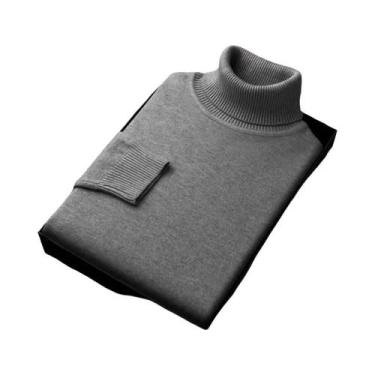 Imagem de Suéter Masculino De Gola Alta De Manga Longa Slim Fit Tricotado Em Cor