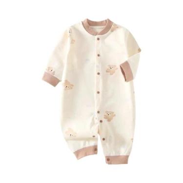 Imagem de Macacão Para Bebês Meninos E Meninas, 100% Algodão, Manga Longa, 0-24 