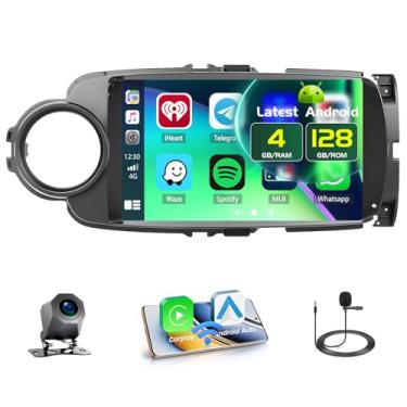 Imagem de Fuluku Estéreo automotivo Android 15 de 4 + 128 GB para Toyota Yaris 2012-2017 sem fio Carplay Android Auto, tela sensível ao toque de 9 polegadas com GPS, câmera de reserva, Bluetooth, FM/RDS, EQ