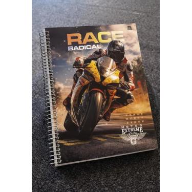 Imagem de Caderno Universitário 10 Matérias Moto Radical 160 Folhas Capa Dura Espiral Masculino Escolar Faculdade Volta Aulas 2026