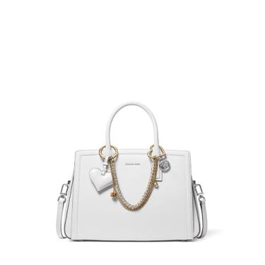 Imagem de Michael Kors Laila Bolsa média, ferragem prateada/corrente de joia/branca óptica