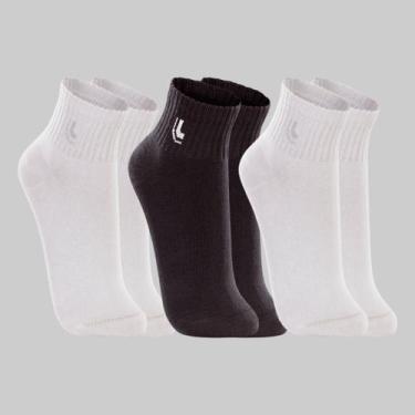 Imagem de Kit 3 Pares de Meias Lupo Cano Médio 03223-089, Branco, Branco, Preto,