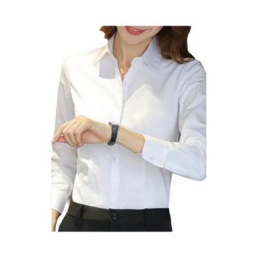 Imagem de Camisa Feminina Branca De Manga Longa Tamanho Grande, Vestido Formal P