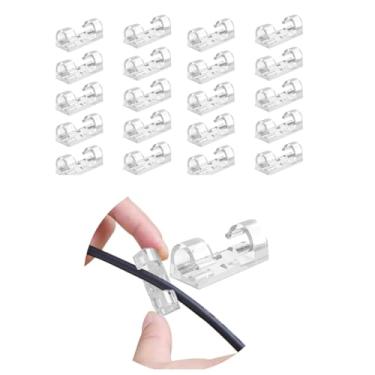 Imagem de Kit 20 Organizador de Cabos Organizador de Fios Autoadesivo Transparente Premium Resistente Fita 3M Alta Fixação Clips Abraçadeira Ideal para Mesa e Paredes Casa e Escritórios Uso Geral