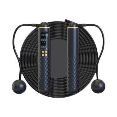 Imagem de Corda De Pular Ajustável USB Recarregável Com Contador Digital De Calo