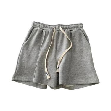 Imagem de Shorts Cinza Estilo Harajuku Com Cintura Elástica Para Meninas, Calças
