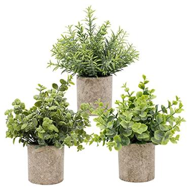 Imagem de Conjunto de 3 Plantas Artificiais em Vasos - Folhas Grama Verde Falsas Realistas para Decoração Casa Cozinha Jardim Escritório Festa Casamento Quarto