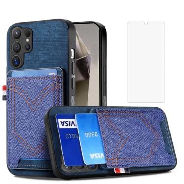 Imagem de Asuwish Capa de celular para Samsung Galaxy S24 Ultra 5G capa magnética com protetor de tela de vidro temperado e compartimento para cartão de crédito de couro PU acessórios S24Ultra 24S S 24 24Ultra