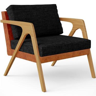 Imagem de Poltrona Pietra Couríssimo Camel Linho Chumbo