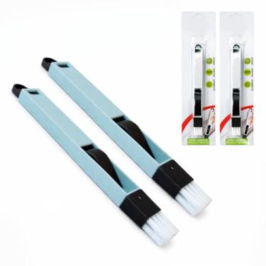 Imagem de Kit 2 Escovas de Canto Com Pazinha Multiuso Trilhos Frestas Cantos Limpeza Doméstica Premium