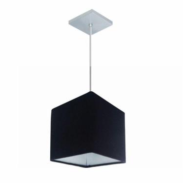 Imagem de Lustre Pendente Quadrado Vivare Md-4223 Cúpula Em Tecido 15/13x13cm - Bivolt Preto 127/220v