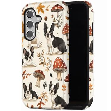 Imagem de RUUHLJLET Capa para celular Samsung Galaxy S25 FE 6,7 polegadas 2025, camada dupla 2 em 19 à prova de choque, capa resistente antiqueda para homens e mulheres, cogumelo buldogue francês