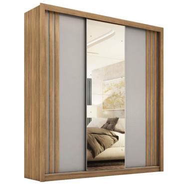 Imagem de Guarda Roupas Casal com Espelho 3 Portas de Correr 2 Gavetas Moema Flex