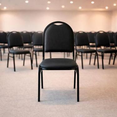 Imagem de Kit 8 Cadeiras Hoteleira Auditório Empilhável Sintético C002 Preto - C