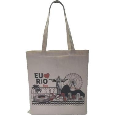 Imagem de Sacola Ecobag Lembrança Rio De Janeiro Cristo Algodão Cru - Corban, Eu