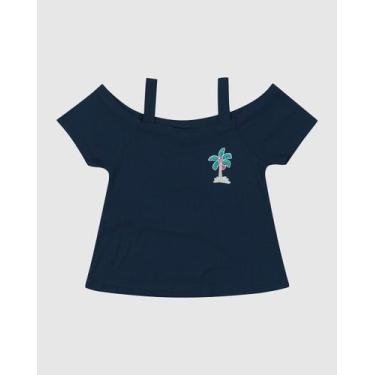 Imagem de Blusa Infantil Menina Decote Ombro A Ombro Em Viscose Canelada Malwee 