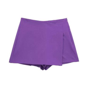 Imagem de Saia Assimétrica Feminina Casual Chic Estilo Simples Shorts Básicos Fe