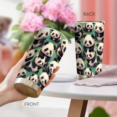 Imagem de Copo Oasisdream de aço inoxidável 600mL com estampa de panda