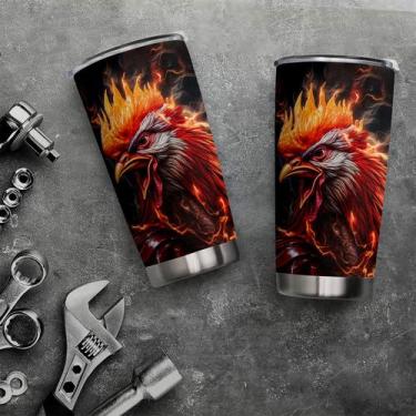 Imagem de Copo de viagem Oasisdream Oasisdream 600 ml com estampa de galo