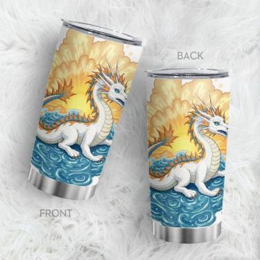 Imagem de Copo de viagem Oasisdream Oasisdream 600 ml com estampa de dragão