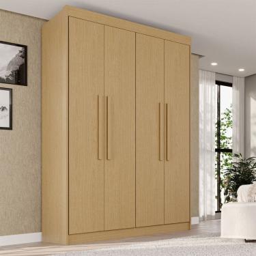 Imagem de Guarda-Roupa Solteiro Weather 4 Portas 3 Gavetas 100% Mdf Jequitibá - Pnr Móveis