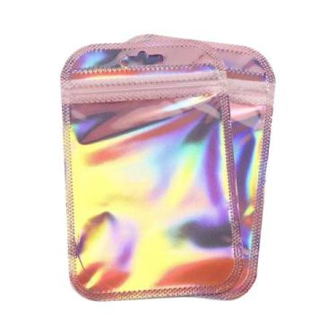 Imagem de Sacos Ziplock Rosa Com Laser 50un. Reutilizáveis De Plástico Transpare