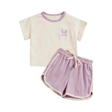 Imagem de Conjunto De Verão Infantil Com Estampa De Desenho Animado, Camiseta Ca