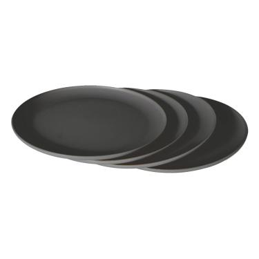 Imagem de Conjunto de Pratos Rasos Plástico São Bernardo Preto 4 Peças